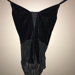 Lace and velvet body suit